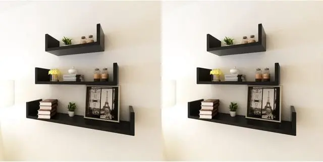 Main image of vidaXL Wall Shelves 6 pcs Black