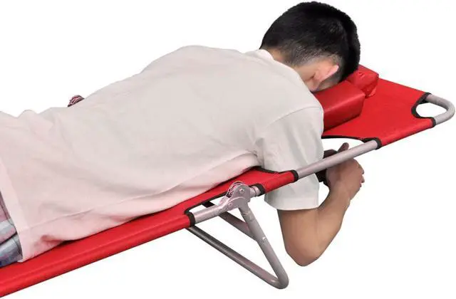 Alt view image 2 of 10 - vidaXL Folding Sun Lounger with Head Cushion Powder-coated Steel Red