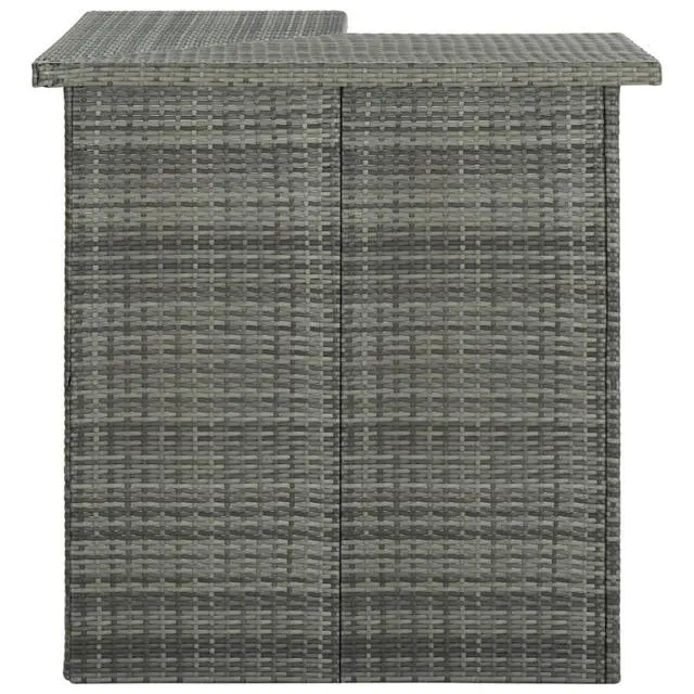 Alt view image 13 of 13 - vidaXL Corner Bar Table Gray Poly Rattan Dining Room Kitchen Counter Table