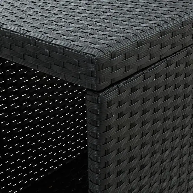 Alt view image 12 of 16 - vidaXL Bar Table with Storage Rack Black Poly Rattan Dining Room Kitchen Table
