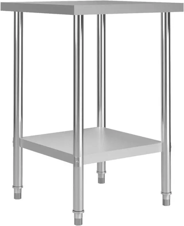 Alt view image 11 of 20 - vidaXL Kitchen Work Table Hotel Prep Work Table with Undershelf Stainless Steel