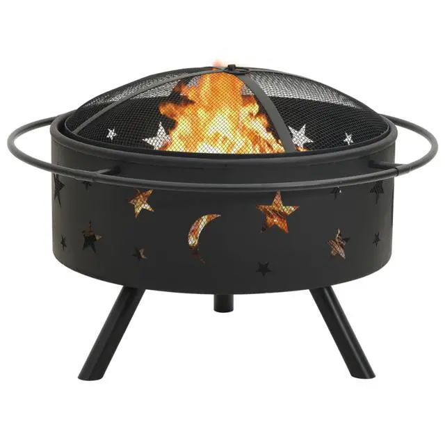 Alt view image 12 of 13 - vidaXL Fire Pit Outdoor Fireplace for Camping Firebowl with Poker XXL Steel