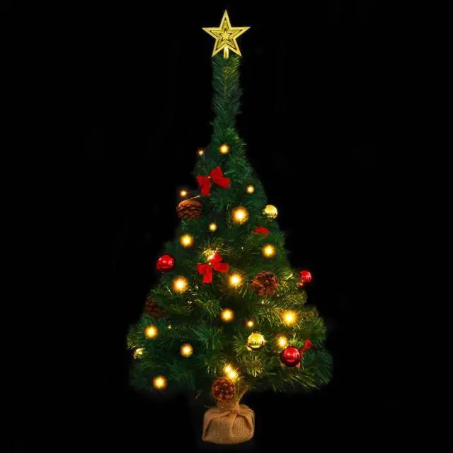 Alt view image 11 of 13 - vidaXL Artificial Pre-lit Christmas Tree with Baubles Xmas Tree Decoration Green