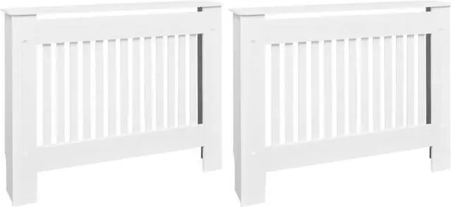 Alt view image 5 of 7 - vidaXL Radiator Cover Cabinet 2 Pcs Radiator Guard for Home Office White MDF