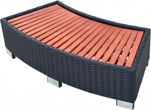 Alt view image 9 of 16 - vidaXL Spa Step Poly Rattan Black Deck Patio Hot Tub Bathtub Pool Footstep