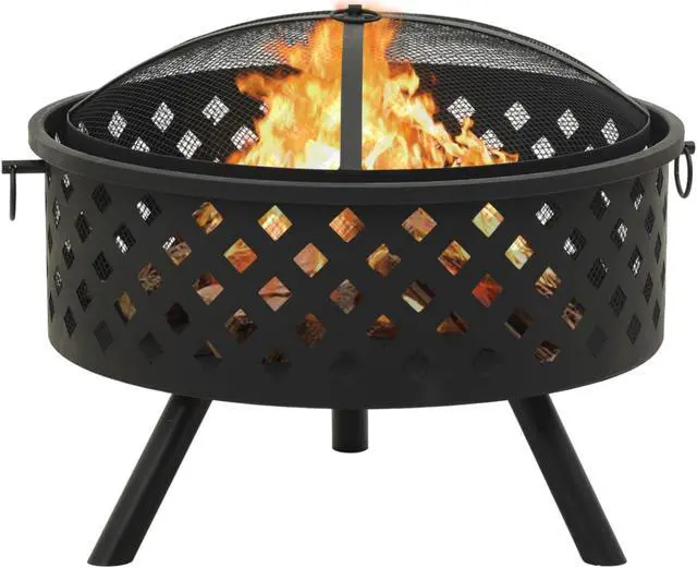 Alt view image 12 of 13 - vidaXL Fire Pit Outdoor Fireplace for Camping Firebowl with Poker XXL Steel
