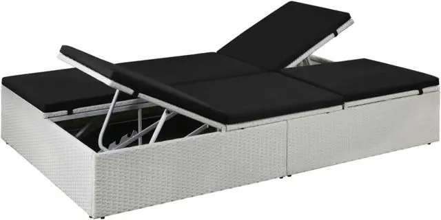 Alt view image 2 of 8 - vidaXL Sun Lounger with Cushion Poly Rattan Black