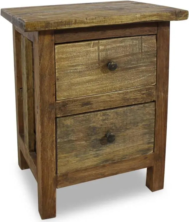Alt view image 12 of 17 - vidaXL Nightstand Accent End Table with Storage Drawers Solid Reclaimed Wood