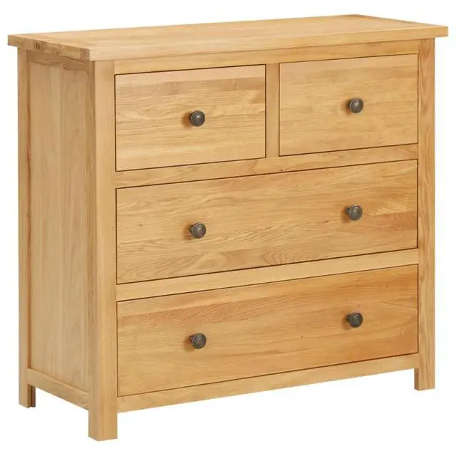 Alt view image 10 of 13 - vidaXL Solid Oak Wood Chest of Drawers Sideboard Drawer Side Storage Cabinet