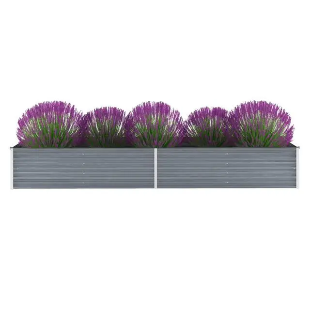 Alt view image 12 of 14 - vidaXL Garden Raised Bed Open Bottom Galvanized Steel 126" Gray DIY Garden Bed