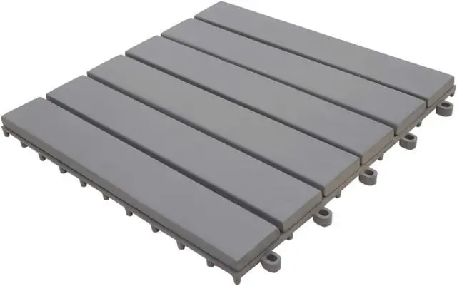 Alt view image 8 of 18 - vidaXL 10 pcs Decking Tiles, 11.8"x11.8", Solid Acacia Wood, Patio Tiles with Non-Slip Surface, Weather Resistant and Durable, Gray