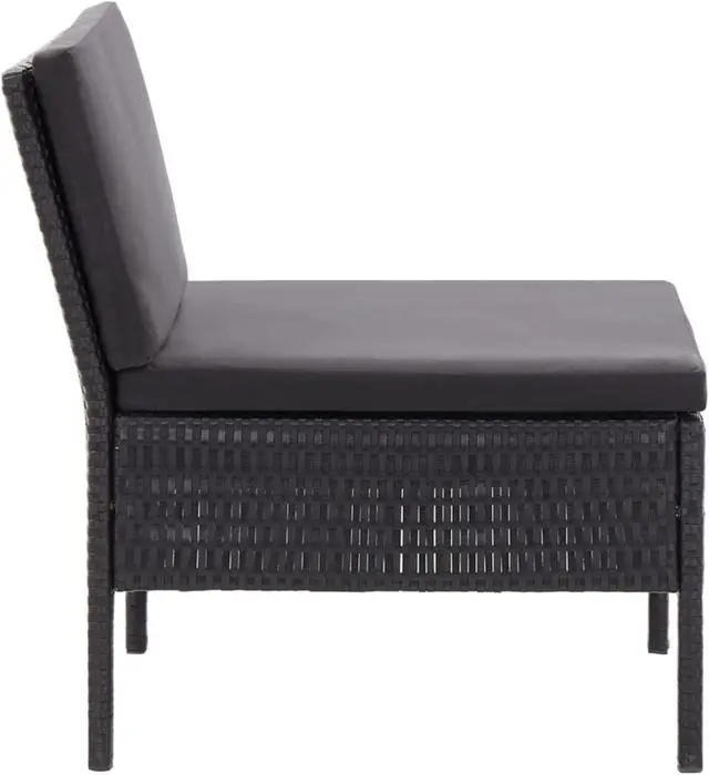 Alt view image 9 of 11 - vidaXL Patio Furniture Set 3 Piece Sectional Sofa with Footrest Rattan Black