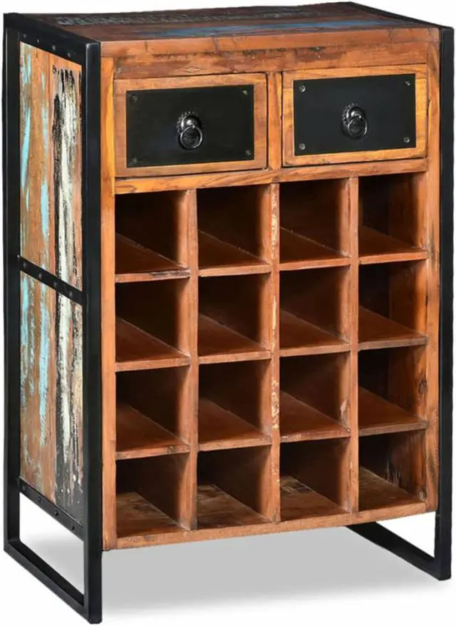 Alt view image 10 of 17 - vidaXL Wine Cabinet Bottle Holder Floor Wine Cabinet Solid Reclaimed Wood