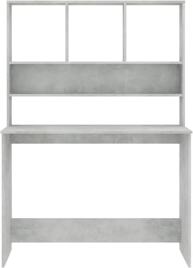 Alt view image 9 of 13 - vidaXL Desk with Shelves Home Office Computer Desk Concrete Gray Engineered Wood