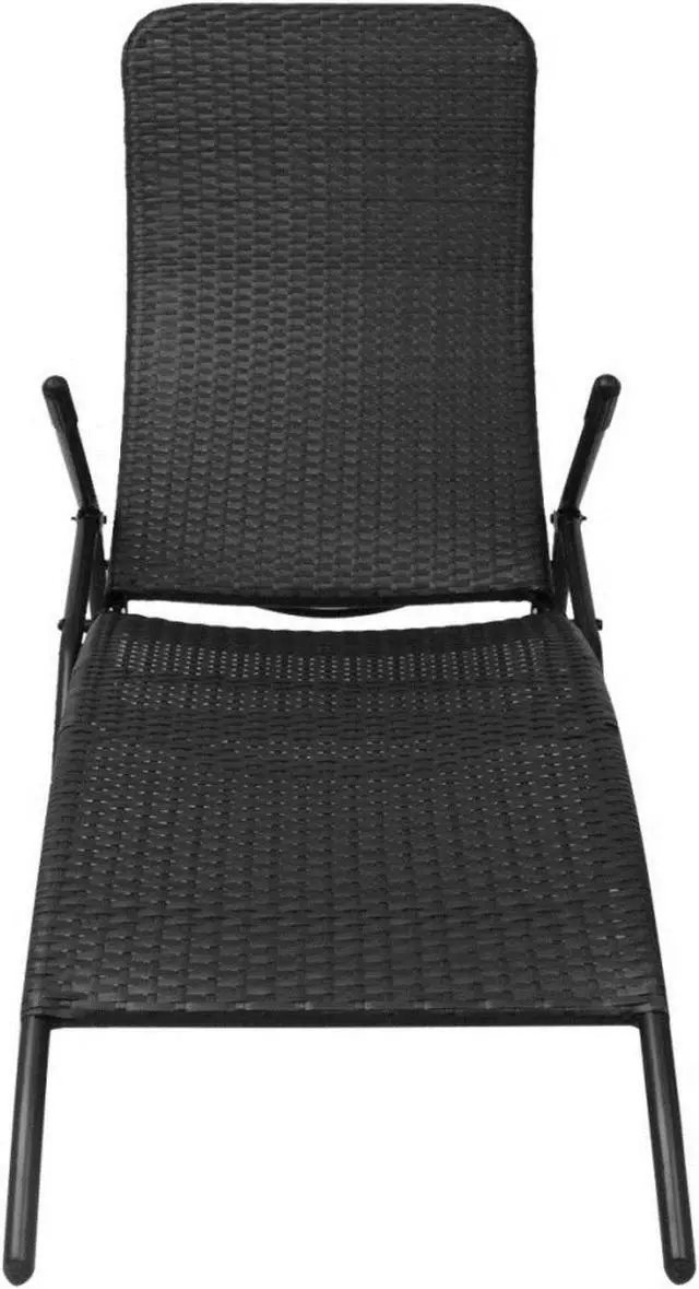 Alt view image 11 of 14 - vidaXL Patio Lounge Chair Outdoor Chaise Lounge Chair Sunbed Poly Rattan Black