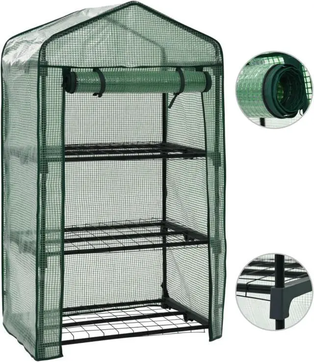Main image of vidaXL 3-Tier Mini Greenhouse 27.2"x19.3"x49.2"