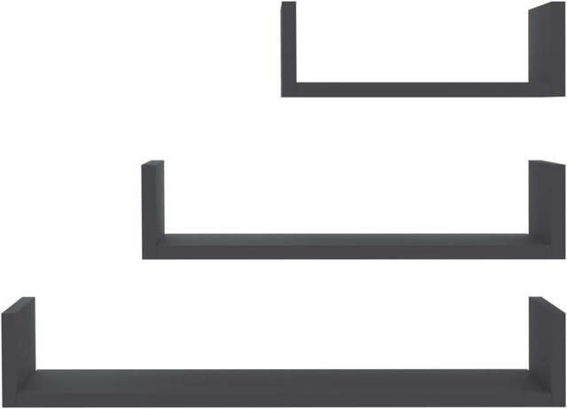 Alt view image 11 of 13 - vidaXL Wall Shelf Floating Wall Mounted Shelf Rack 3 Pcs Gray Engineered Wood