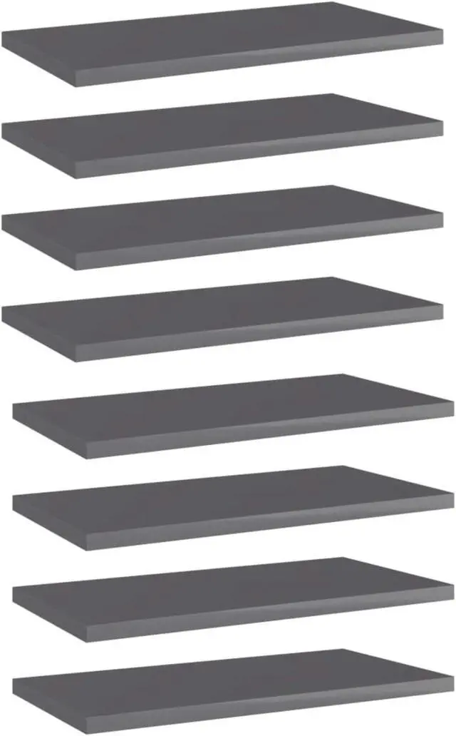 Alt view image 9 of 13 - vidaXL Bookshelf Boards Floating Shelf 8 Pcs High Gloss Gray Engineered Wood