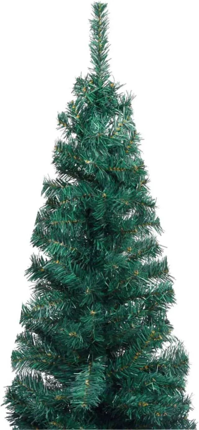 Alt view image 11 of 12 - vidaXL Christmas Tree Decoration Artificial Slim Tree with Stand Green PVC