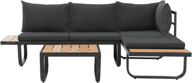 Alt view image 13 of 16 - vidaXL Patio Lounge Set Outdoor Sofa Set with Cushions 3 Piece Aluminum WPC
