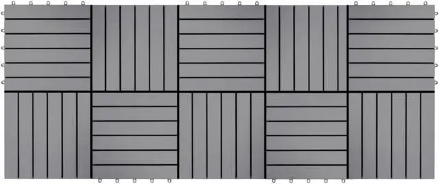 Alt view image 9 of 18 - vidaXL 10 pcs Decking Tiles, 11.8"x11.8", Solid Acacia Wood, Patio Tiles with Non-Slip Surface, Weather Resistant and Durable, Gray