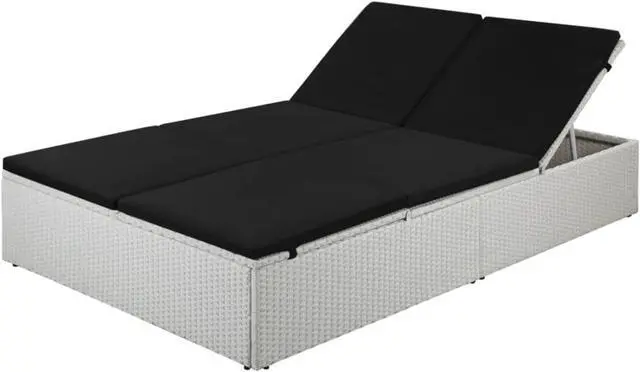 Main image of vidaXL Sun Lounger with Cushion Poly Rattan Black