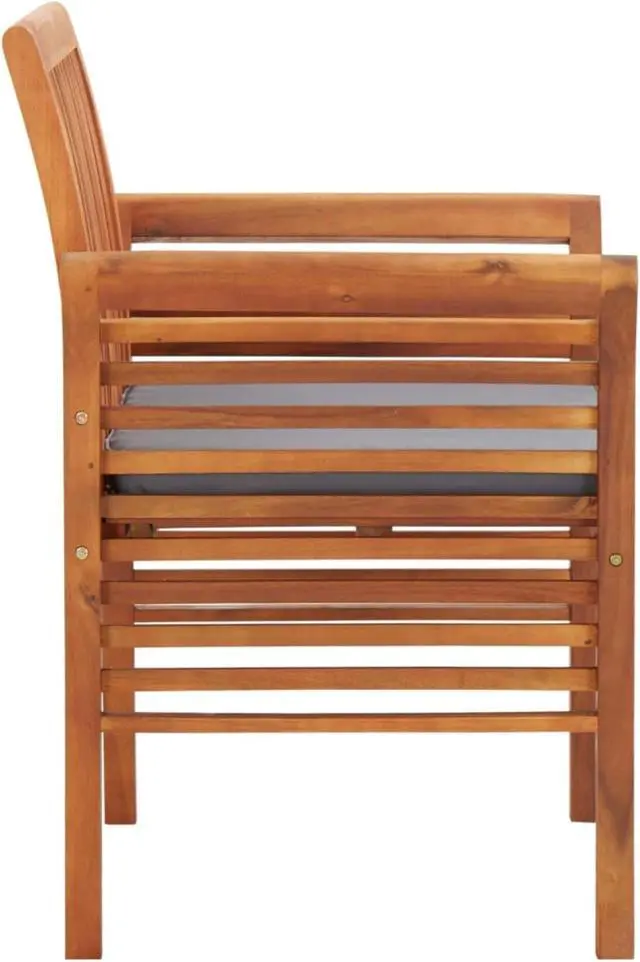 Alt view image 13 of 13 - vidaXL 2x Solid Acacia Wood Garden Dining Chairs with Cushions Slatted Patio