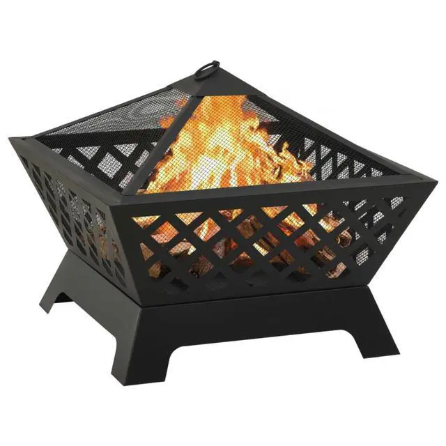Alt view image 12 of 13 - vidaXL Fire Pit Outdoor Fireplace for Camping Firebowl with Poker XXL Steel