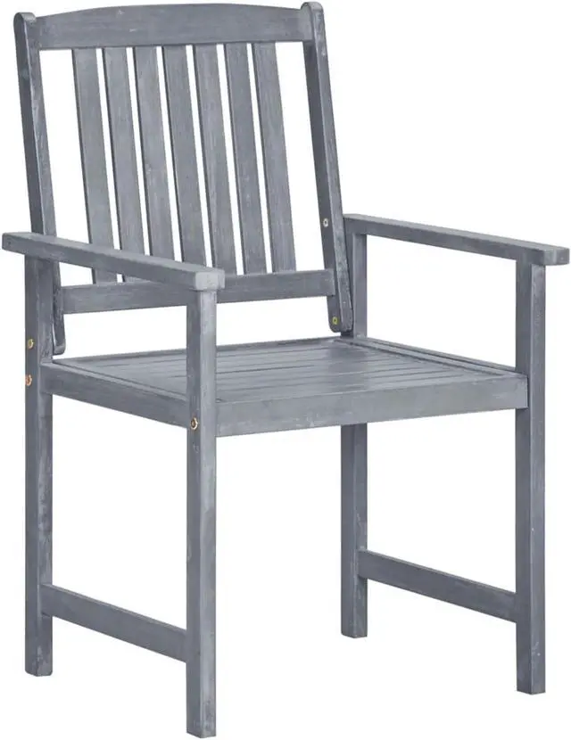 Alt view image 13 of 15 - vidaXL Patio Chairs 2 Pcs Dining Chair with Armrest Solid Wood Acacia Gray