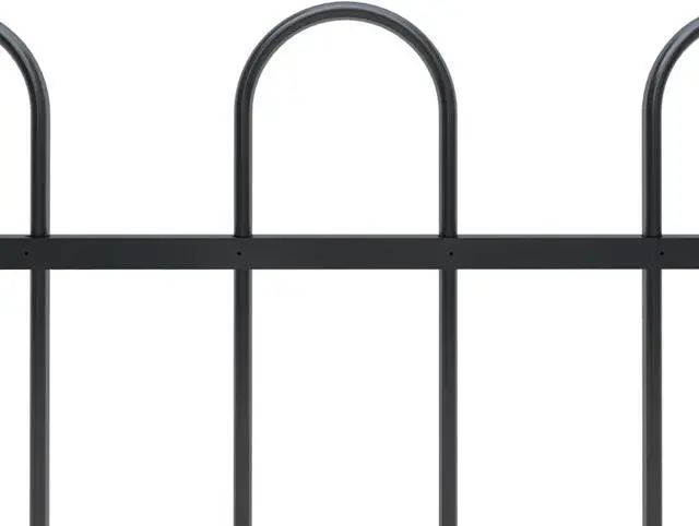 Alt view image 3 of 8 - vidaXL Garden Fence with Hoop Top Steel 11.2ft Black