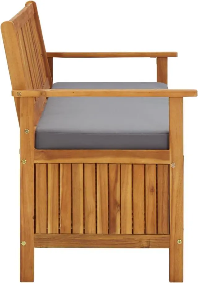 Alt view image 3 of 14 - vidaXL Garden Storage Bench 47.2" Solid Acacia Wood