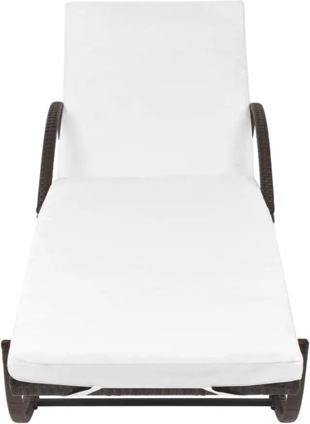 Alt view image 14 of 14 - vidaXL Patio Lounge Chair with Cushion and Adjustable Backrest Brown Poly Rattan