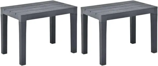 Alt view image 7 of 11 - vidaXL 2x Patio Benches Anthracite Plastic Outdoor Garden Poolside Chairs Seat