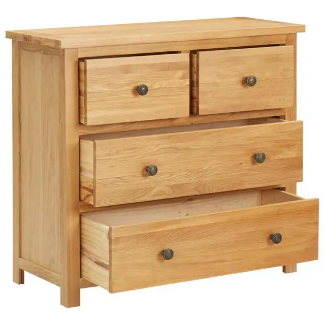 Alt view image 12 of 13 - vidaXL Solid Oak Wood Chest of Drawers Sideboard Drawer Side Storage Cabinet