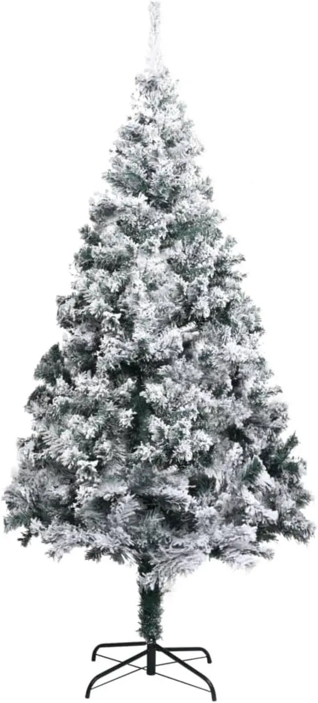Alt view image 11 of 13 - vidaXL Christmas Tree Artificial Tree with Stand and Flocked Snow Green PVC