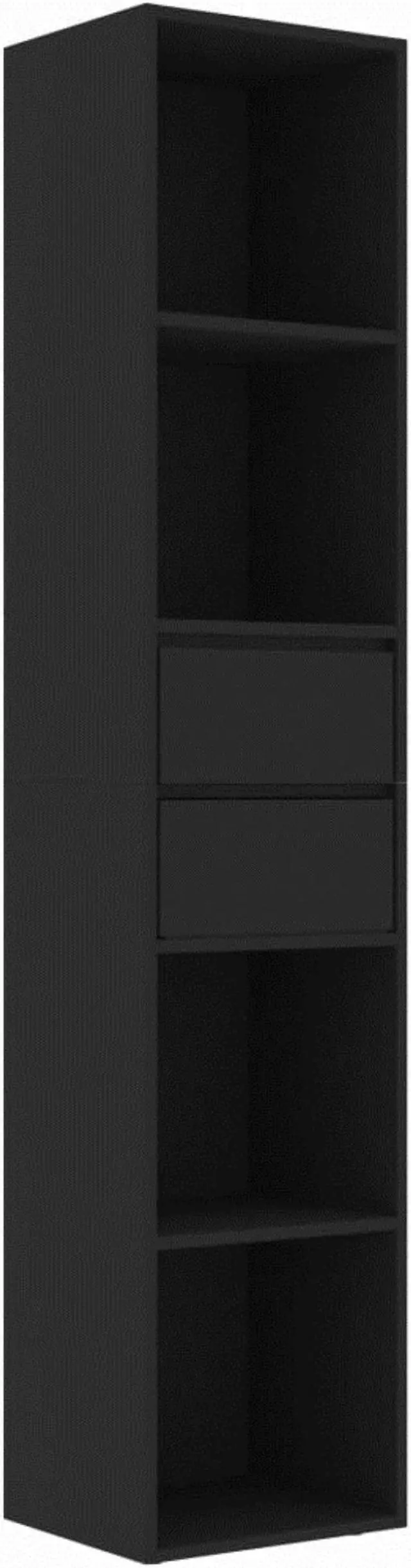 Alt view image 10 of 16 - vidaXL Book Cabinet Black Engineered Wood Bookcase Book Shelf Rack Organizer