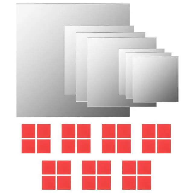 Alt view image 12 of 14 - vidaXL Mirror Tiles Mirror Sheets Wall Bathroom Hall Mirror 7 Pcs Glass Square