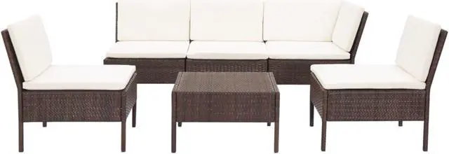 Alt view image 2 of 11 - vidaXL 6 Piece Garden Lounge Set with Cushions Poly Rattan Brown