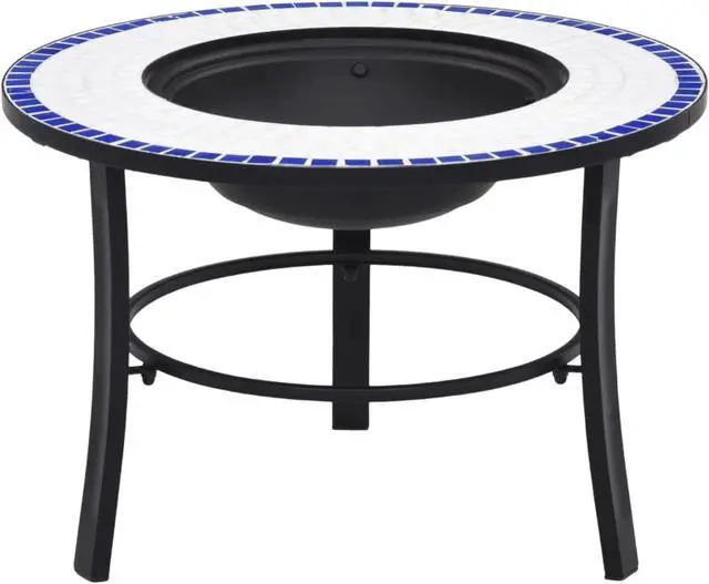 Alt view image 11 of 20 - vidaXL Fire Pit Fireplace Camping Picnic Firebowl Outdoor Blue and White Ceramic