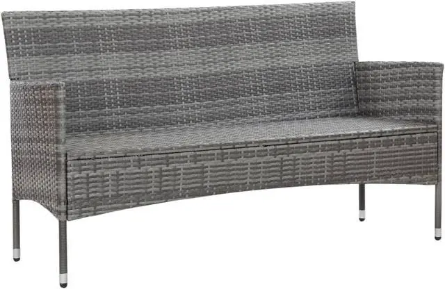 Alt view image 14 of 14 - vidaXL Patio Sofa 3-Seater Patio Sofa Patio Wicker Furniture PE Rattan Gray