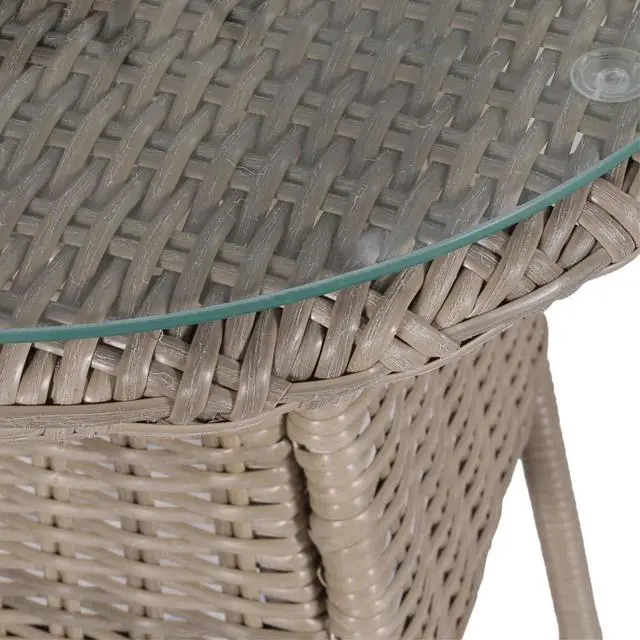 Alt view image 4 of 11 - vidaXL 3 Piece Bistro Set with Cushions and Pillows Poly Rattan Brown