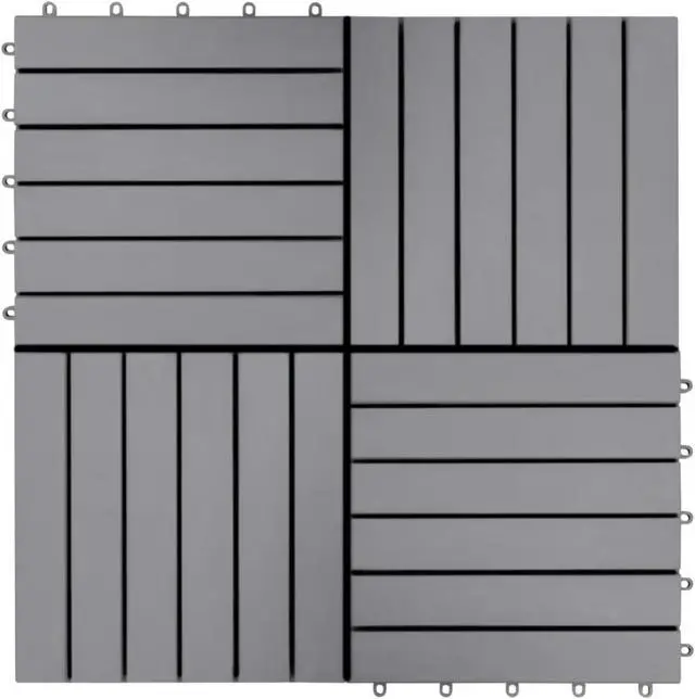 Alt view image 10 of 18 - vidaXL 10 pcs Decking Tiles, 11.8"x11.8", Solid Acacia Wood, Patio Tiles with Non-Slip Surface, Weather Resistant and Durable, Gray