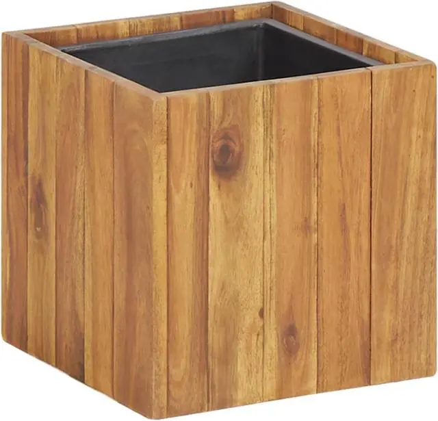 Alt view image 8 of 11 - vidaXL Solid Acacia Wood Garden Raised Bed Pot 9.6"x9.6"x9.8" Planter Box