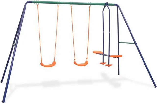 Alt view image 11 of 13 - vidaXL Swing Set Swing Chairs with 4 Seats for Outdoor Patio Backyard Garden