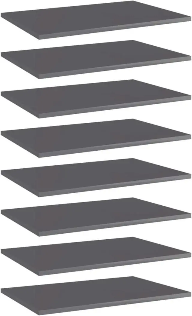 Alt view image 9 of 13 - vidaXL Bookshelf Boards Floating Shelf 8 Pcs High Gloss Gray Engineered Wood