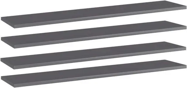 Alt view image 9 of 13 - vidaXL Bookshelf Boards Wall Shelving Unit 4 Pcs High Gloss Gray Engineered Wood