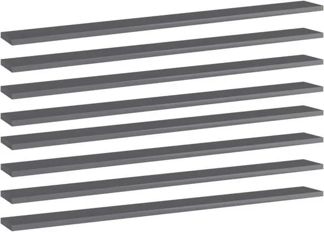Alt view image 9 of 13 - vidaXL Bookshelf Boards Wall Shelving Unit 8 Pcs High Gloss Gray Engineered Wood