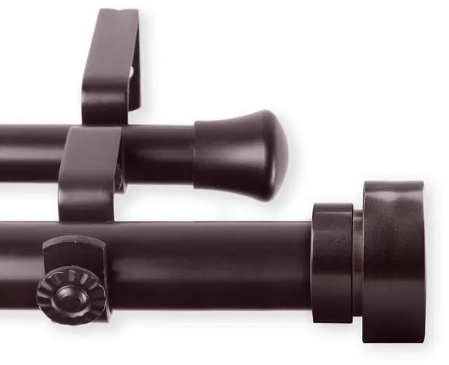 Main image of Brett Double Curtain Rod 1 inch 28-48 inch - Mahogany