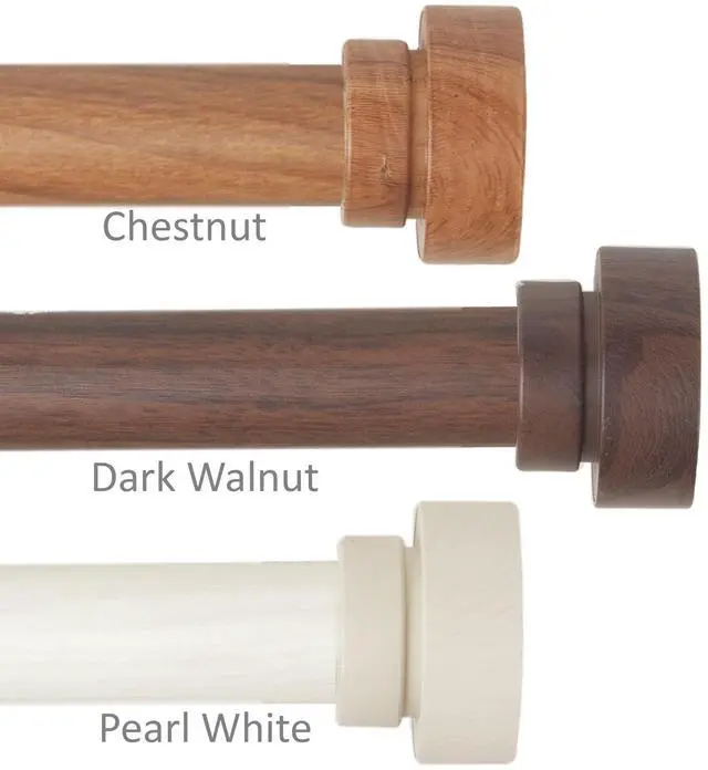 Main image of 1 inch Brett Faux Wood Curtain Rod 28-48" - Dark Walnut