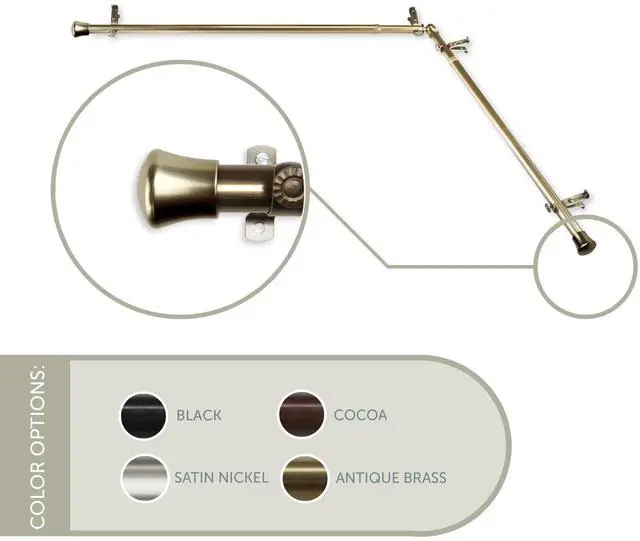 Main image of 13/16" Single Corner Curtain Rod 48"-84" each side - Antique Brass